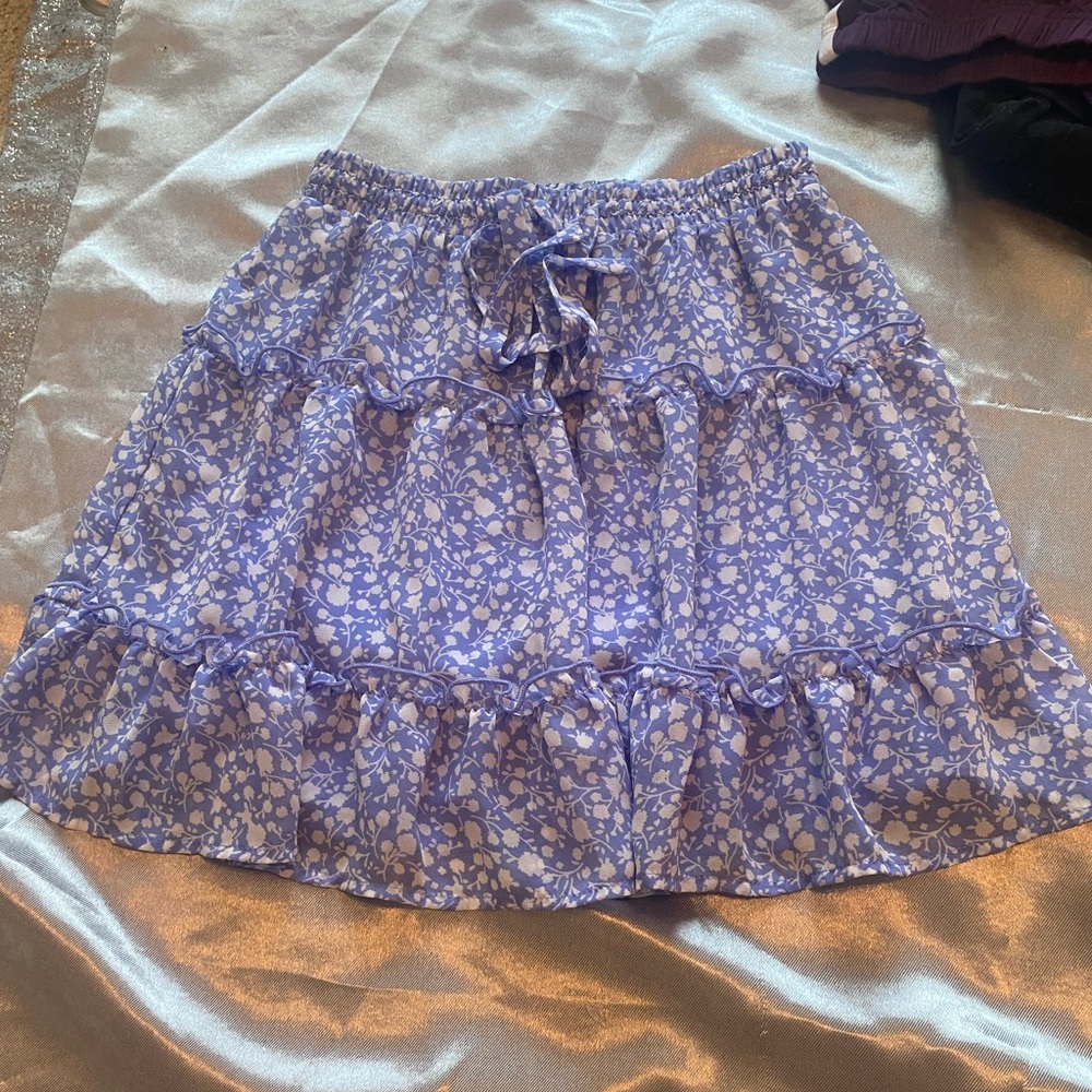 Blue and white floral skirt